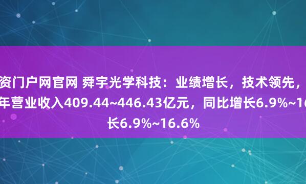 配资门户网官网 舜宇光学科技：业绩增长，技术领先，预测全年营业收入409.44~446.43亿元，同比增长6.9%~16.6%