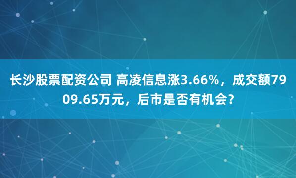 长沙股票配资公司 高凌信息涨3.66%，成交额7909.65万元，后市是否有机会？